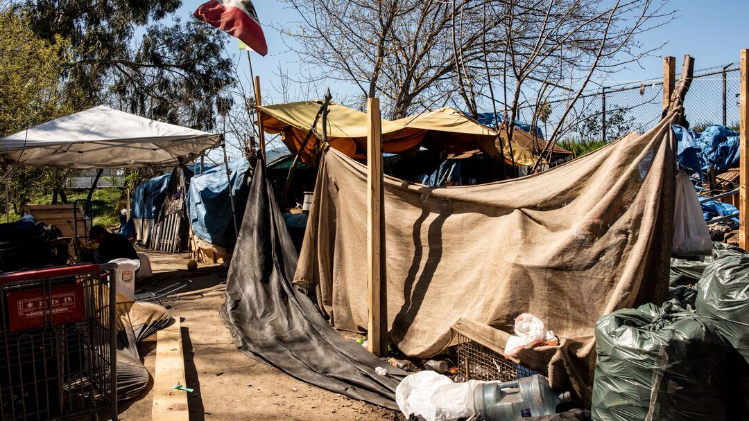 A homeless encampment